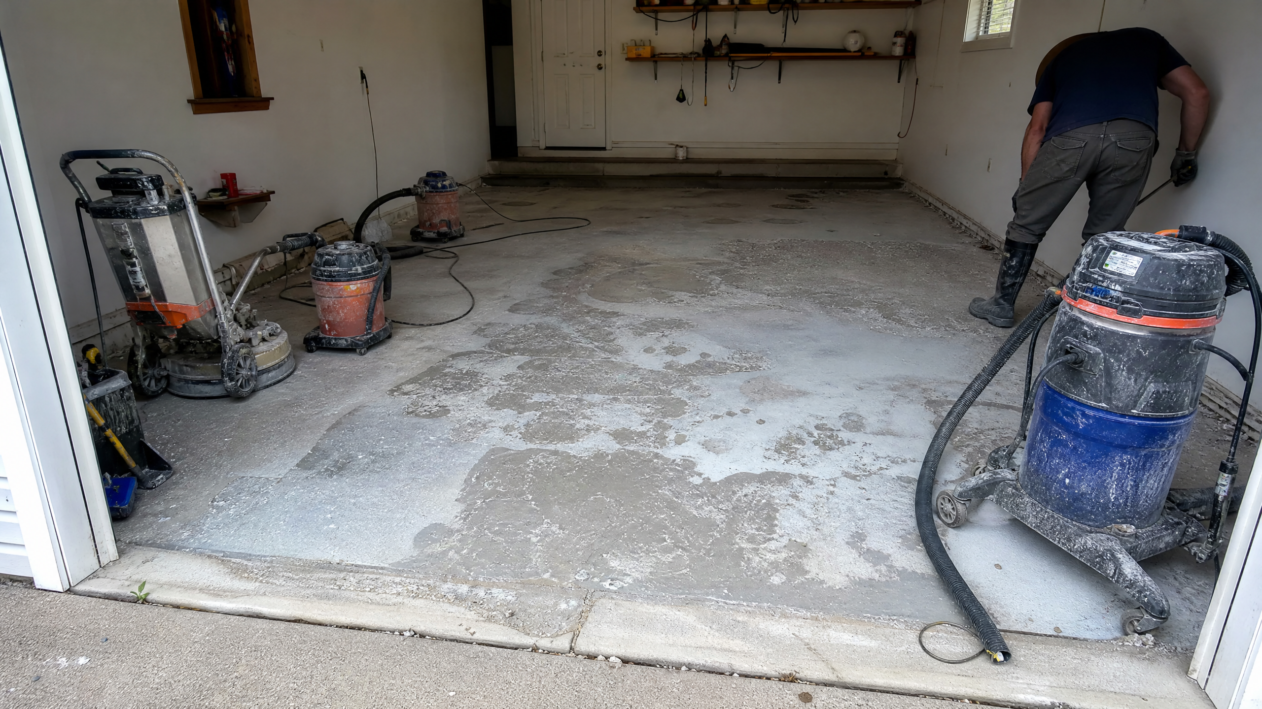 Epoxy Floor Repair & Removal in progress at a American residential property — professional service in Sumter County, SC