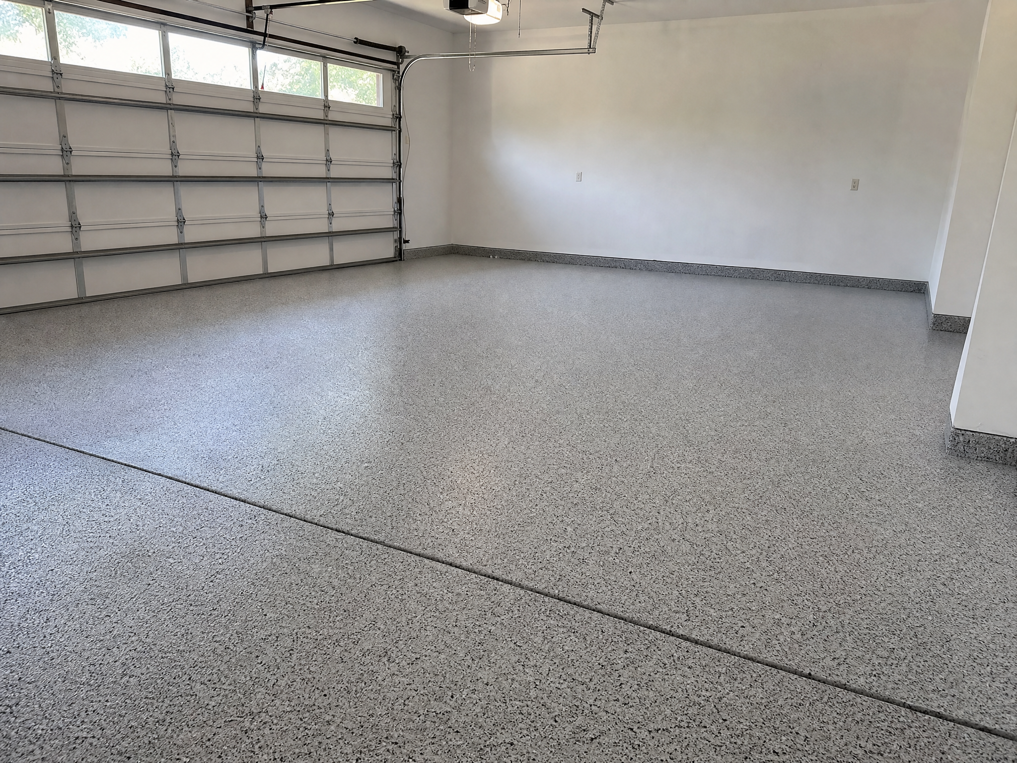 Completed epoxy floor repair & removal showing professional quality workmanship in a American home