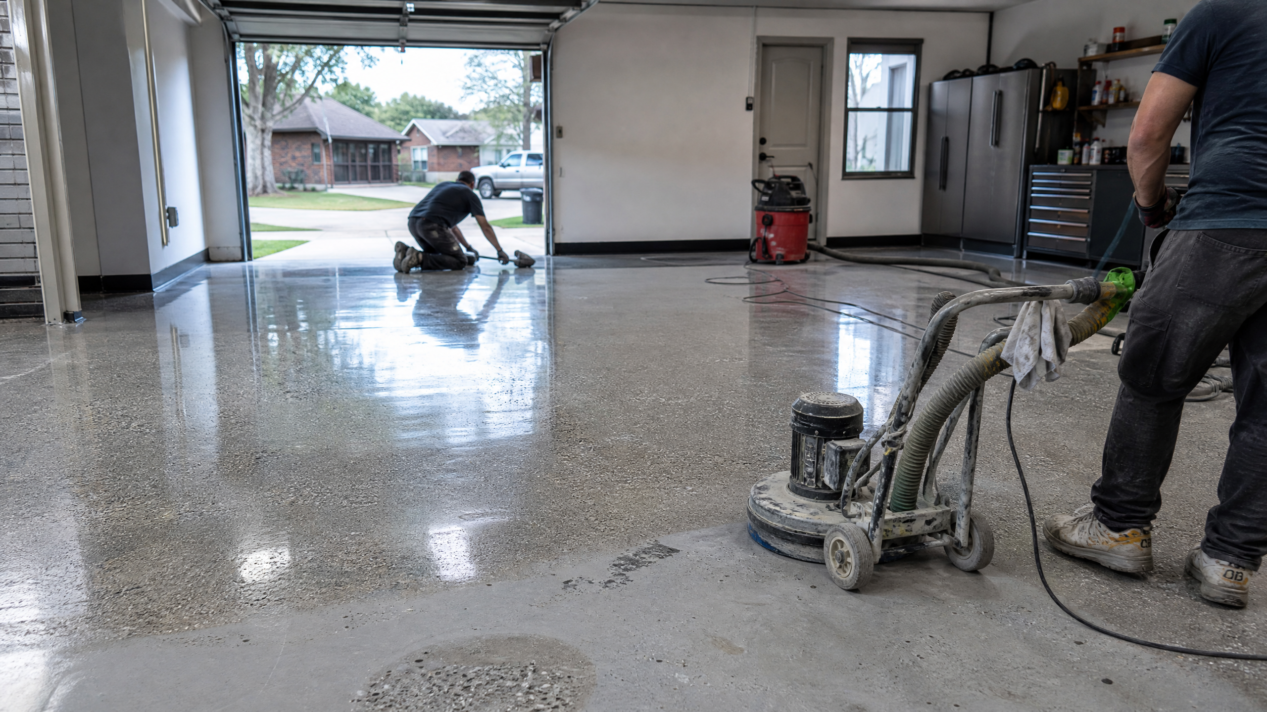 Kitchen & Interior Epoxy Floors in progress at a American residential property — professional service in Sumter County, SC